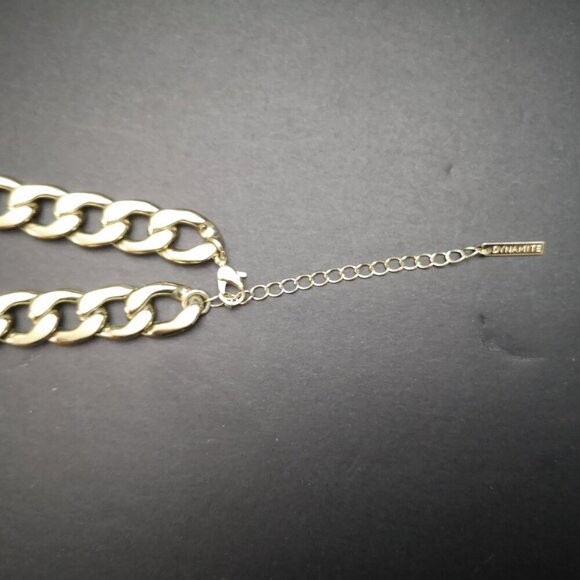 Dynamite Gold Tone & Pink Bulky Chain Adjustable Back Necklace - Picture 3 of 4